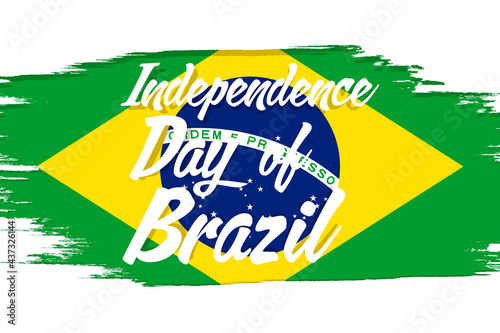 "7 de Setembro Dia da Independência do Brasil" - 7 September Independence Day of Brazil, banner with grunge brush. Background with national country symbol.