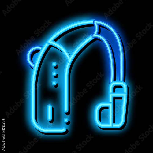 Deaf Aid neon light sign vector. Glowing bright icon Deaf Aid sign. transparent symbol illustration