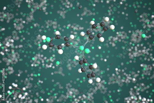 Triphenylantimony molecule made with balls, conceptual molecular model. Chemical 3d rendering