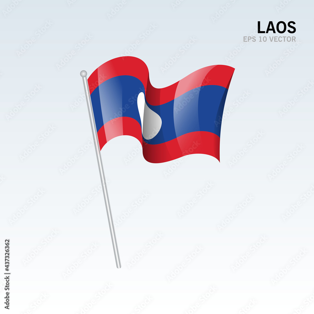 Fototapeta premium Laos waving flag isolated on gray background