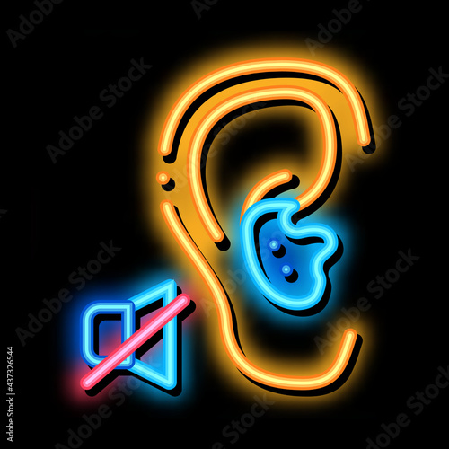 Lack of Hearing Deafness neon light sign vector. Glowing bright icon Lack of Hearing Deafness sign. transparent symbol illustration