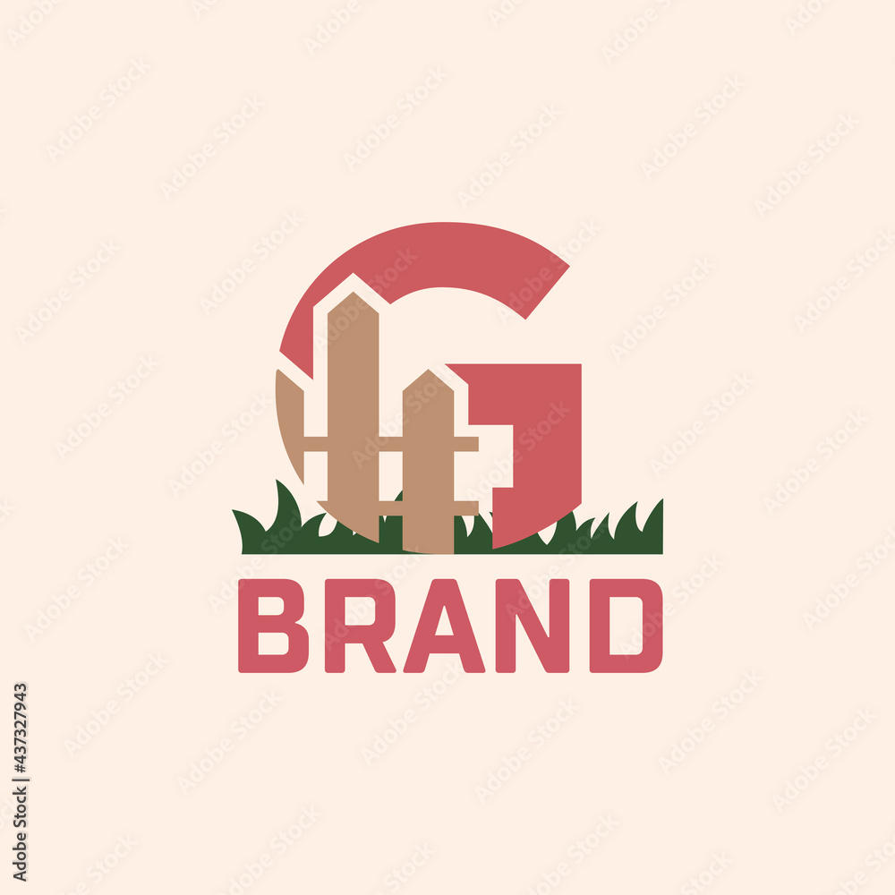 Letter G Fence Logo Design Vector Graphic Icon Emblem Illustration Background Template