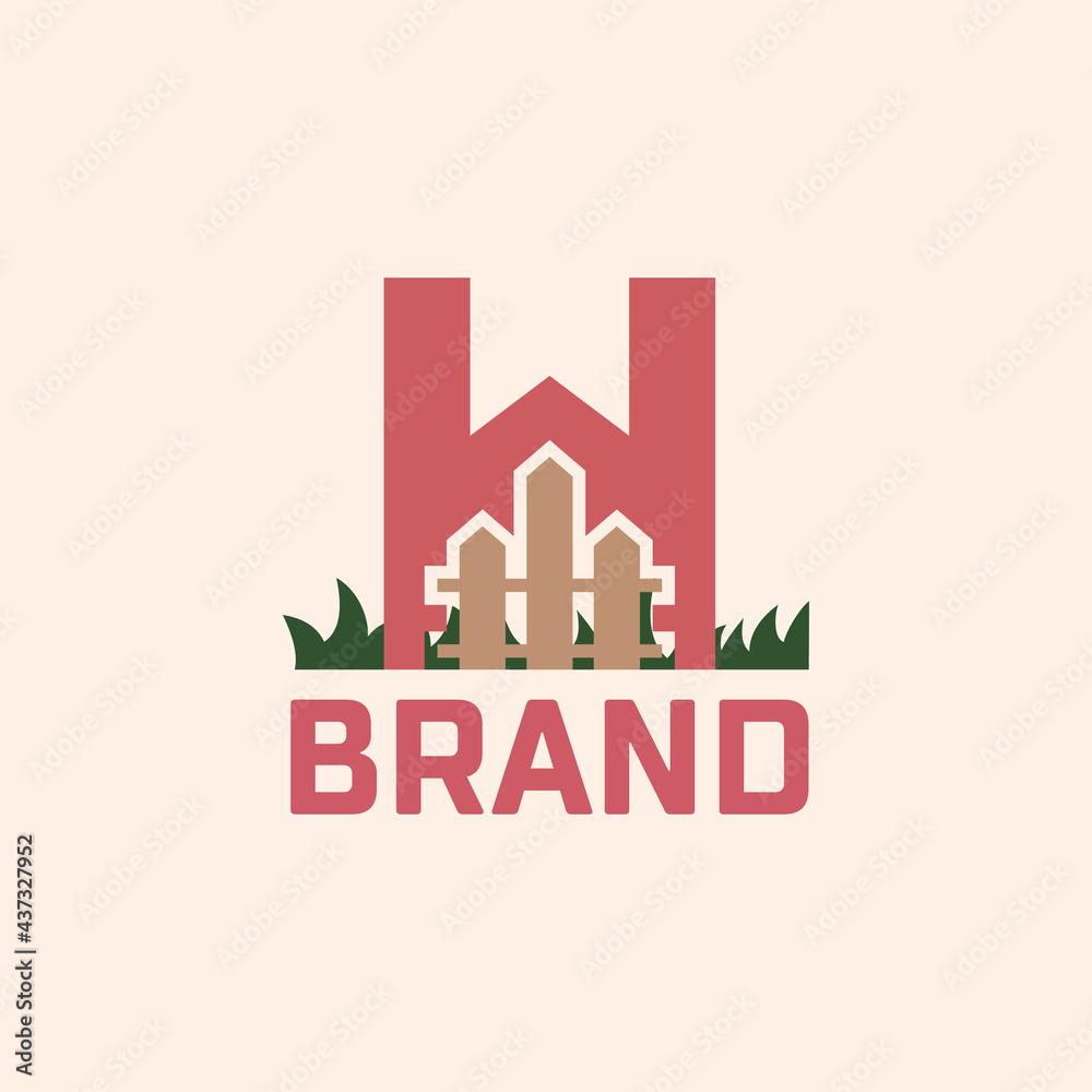Letter H Fence Logo Design Vector Graphic Icon Emblem Illustration Background Template