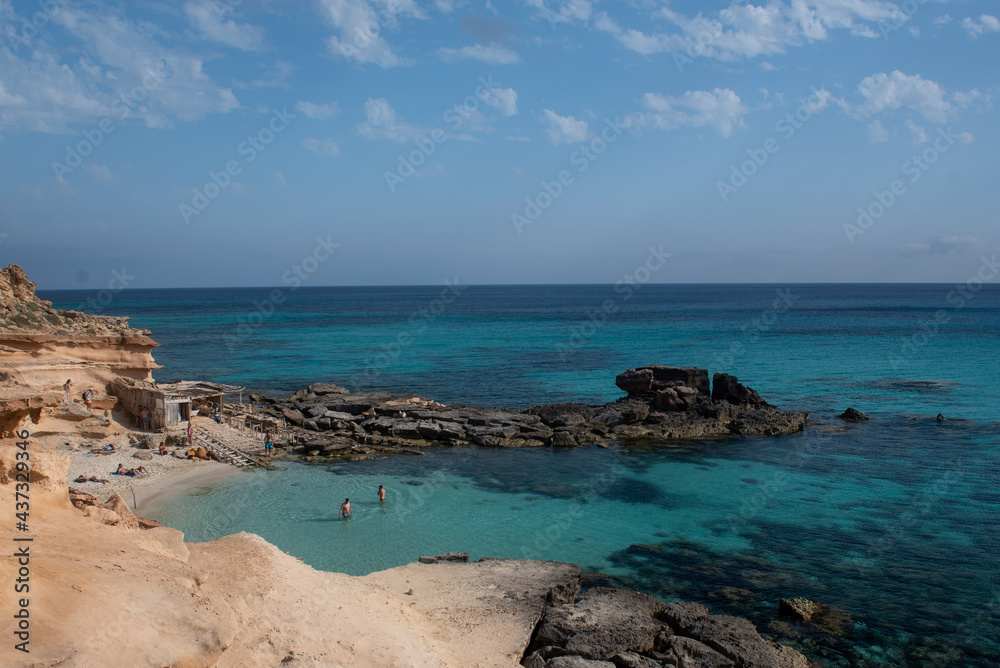 Formentera beach of Calo d es Mort in Balearic Islands.