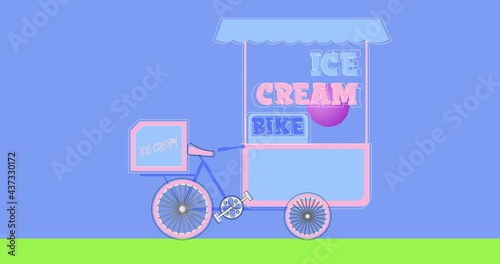 ice cream bike logo in pink and blue tones