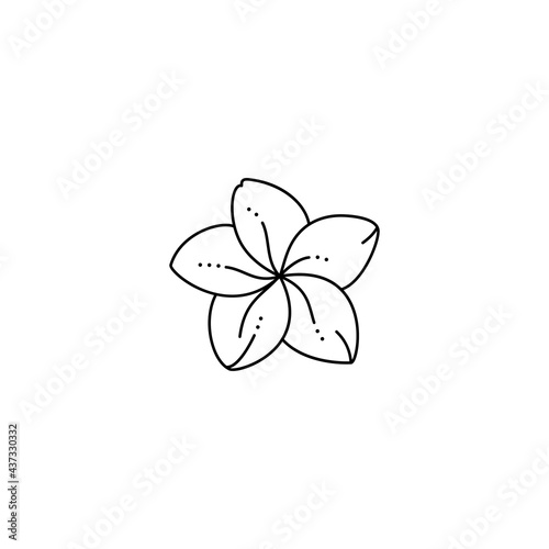Frangipani Flower in a Trendy Minimalist Liner Style. Vector Plumeria Flower Illustration