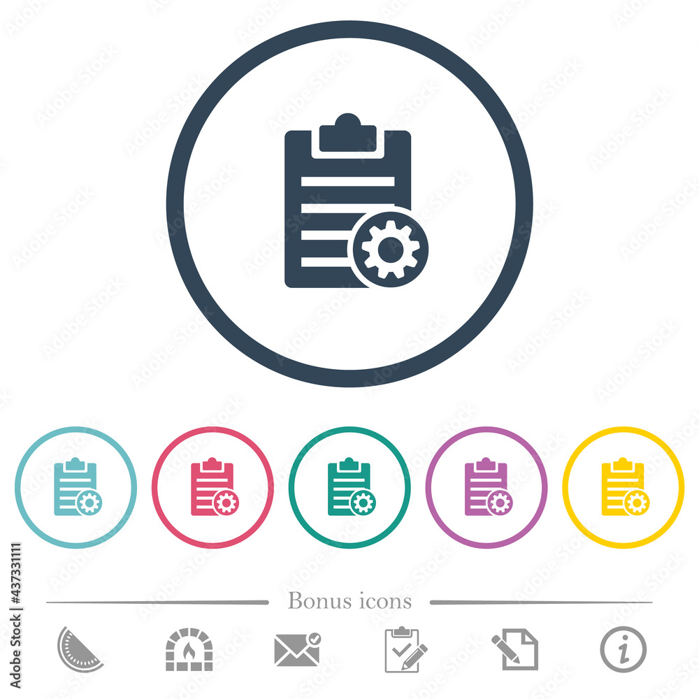 Note settings flat color icons in round outlines Note settings flat color icons in round outlines