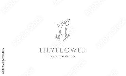 beautiful lily lines flower  logo symbol vector icon illustration graphic design