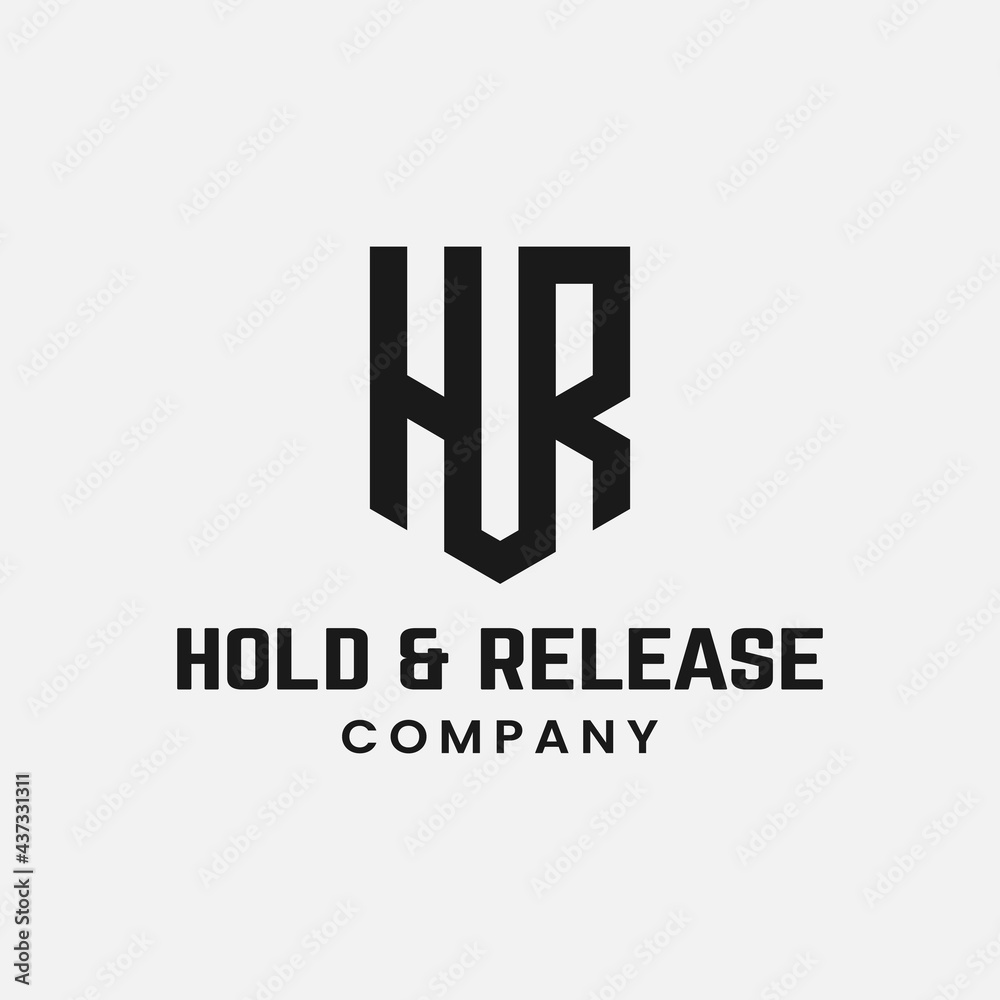Monogram Letter Initial HR RH for Hold Release Logo Design Template. Suitable for General Business Company Corporate Brand Simple Unique Hipster Rustic Retro Logo Design