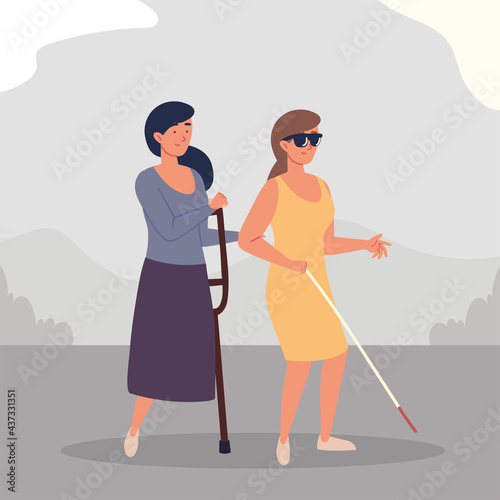 blind and amputee women
