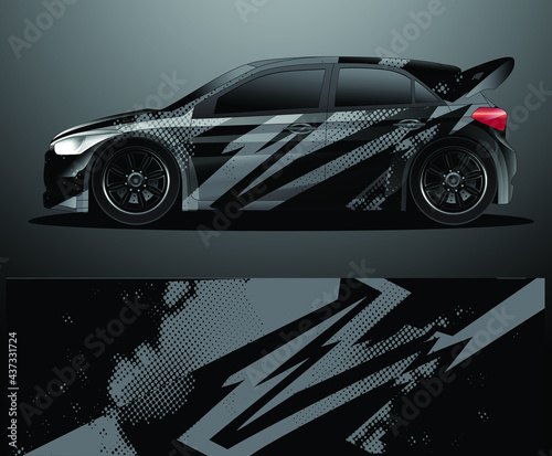 Rally car decal graphic wrap vector, abstract background
