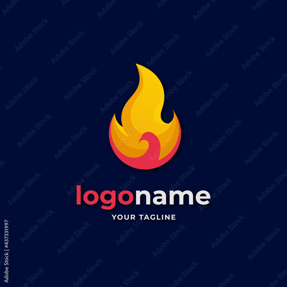 phoenix minimalist logo. bird on fire logo illustration with red and orange gradient color. abstract bird logo phoenix minimalist logo. bird on fire logo illustration with red and orange gradient color. abstract bird logo
