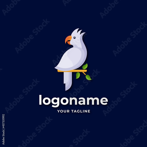 blue macaw bird gradient logo. red scarlet macaw logo. cockatoo bird logo. parrot logo illustration