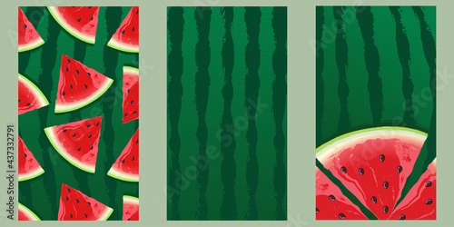 set of templates for stories with watermelon