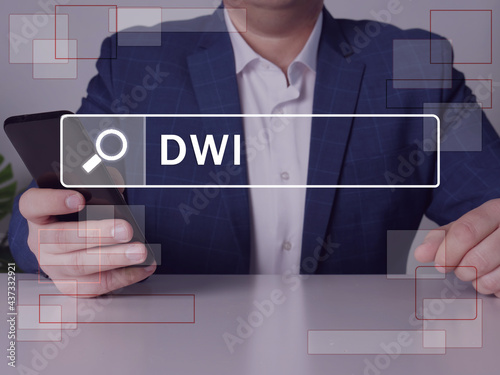 Fotografie driving under the influence DWI inscription on the screen