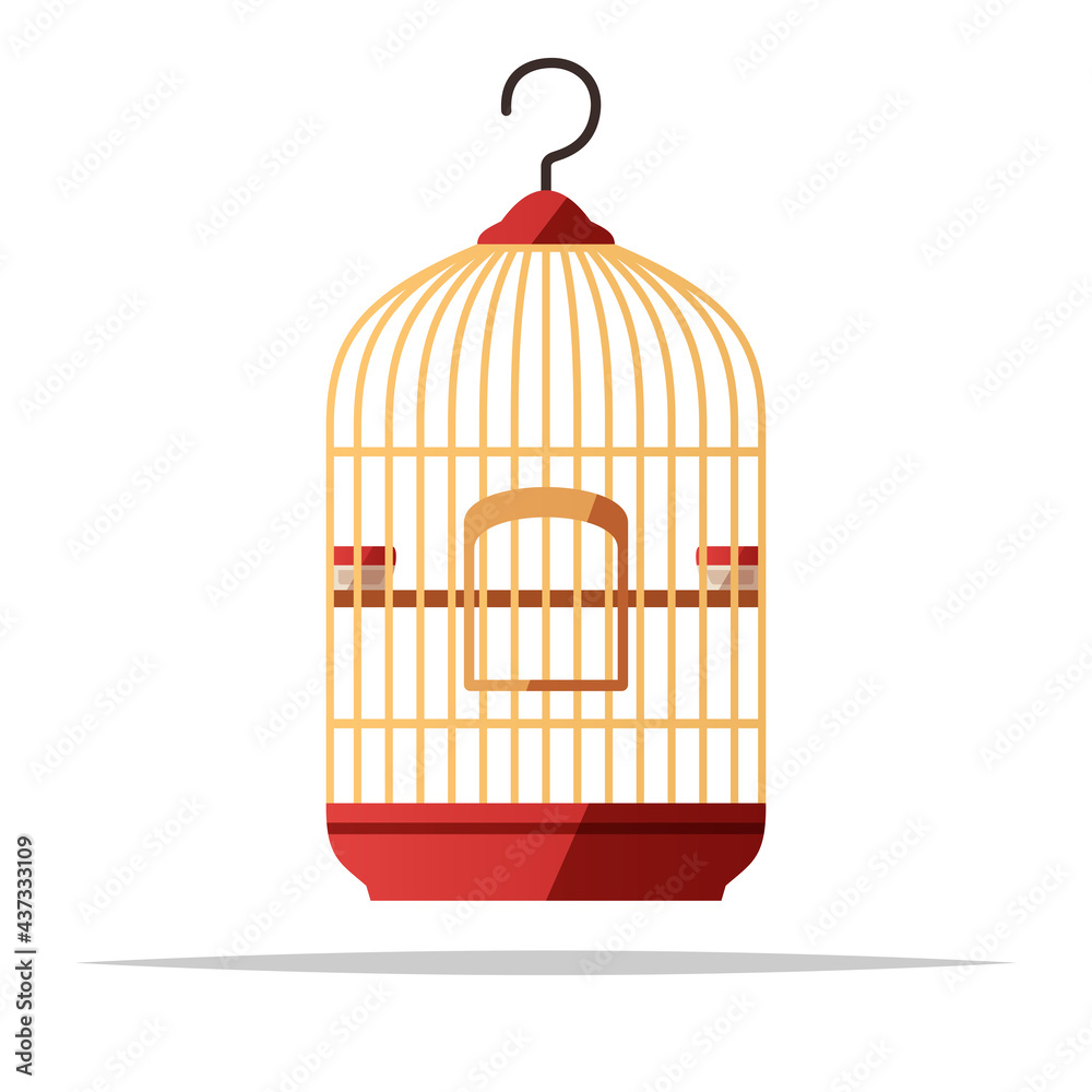 Hanging bird cage vector isolated illustration Stock Vector