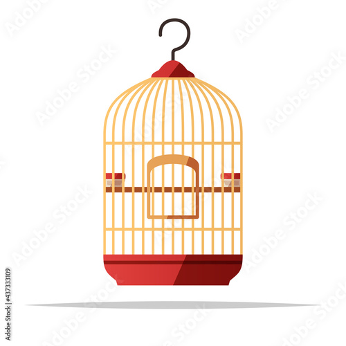 Hanging bird cage vector isolated illustration