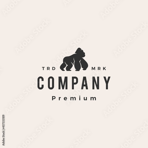 gorilla hipster vintage logo vector icon illustration