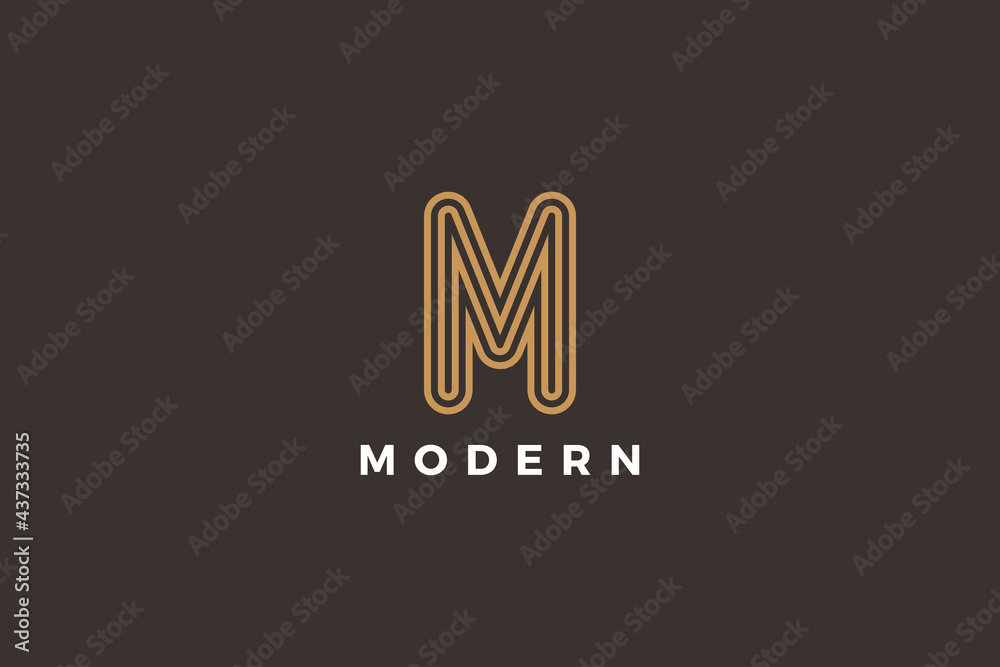Letter M line art simple and minimal logo design