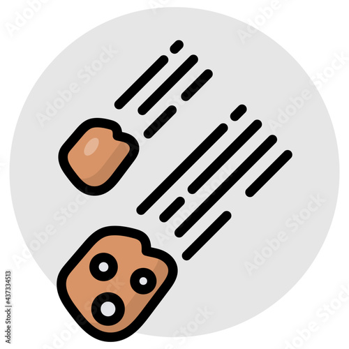 A flat design, icon of space rocks