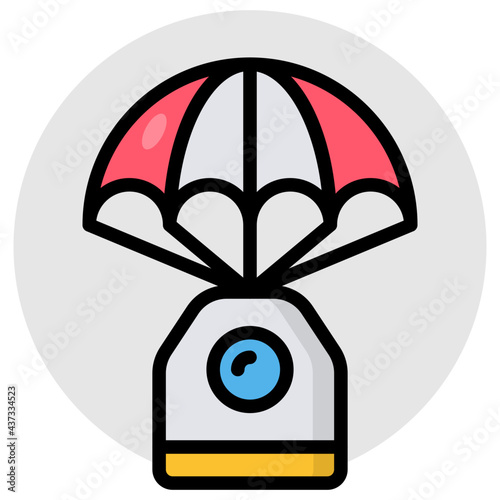 A flat design, icon of parachute