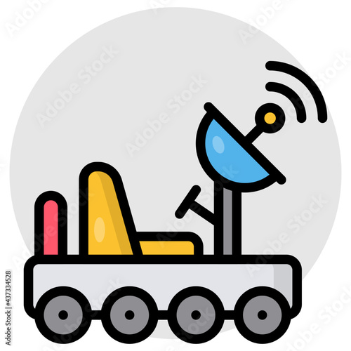 A flat design, icon of dish satellite receiver