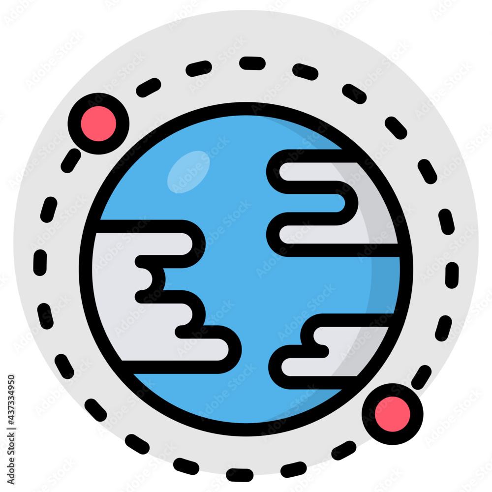 A flat design, icon of earth orbit A flat design, icon of earth orbit
