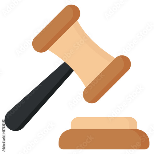 Judge accessory icon, flat design of auction