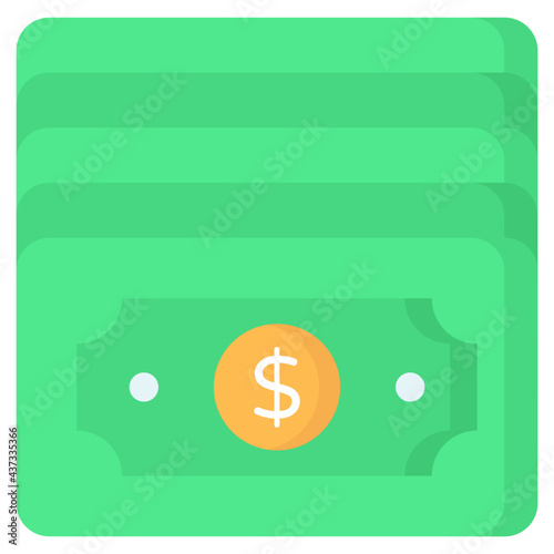 A flat design, icon of banknotes 