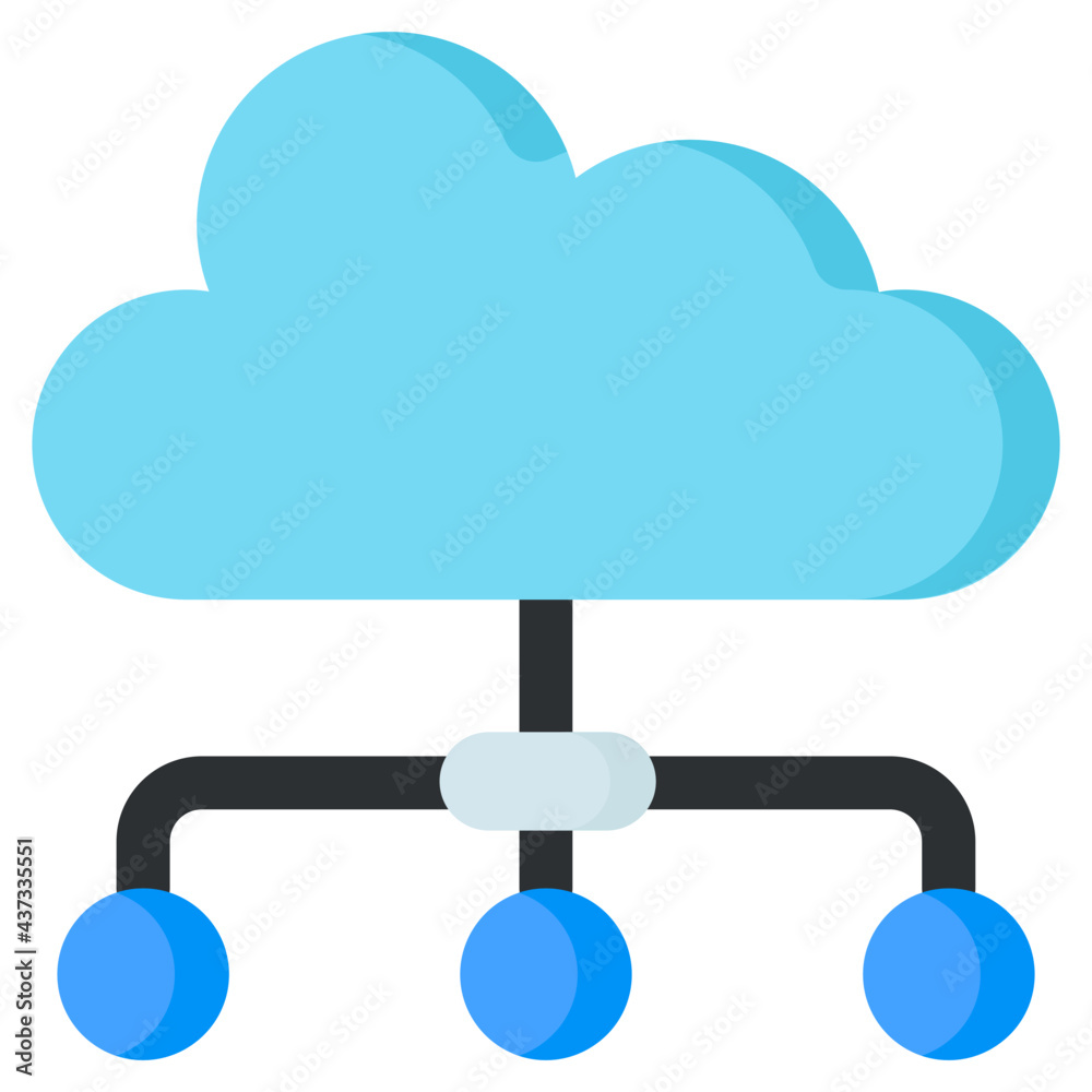 Cloud with connected nodes, flat design of cloud network Cloud with connected nodes, flat design of cloud network