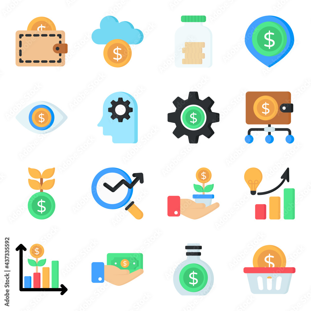 Pack of Business and Investment Flat Icons Pack of Business and Investment Flat Icons