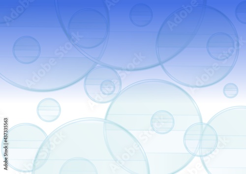 複数の円が広がる透明感のある青色の抽象背景