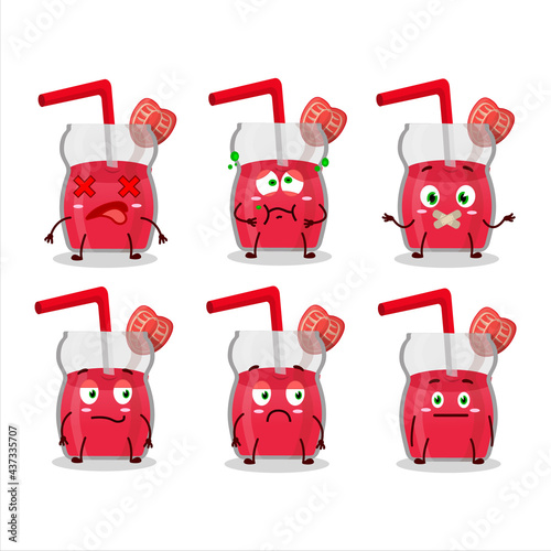 Strawberry juice cartoon character with nope expression