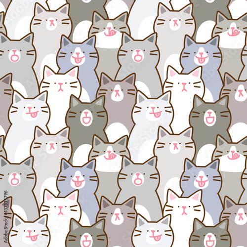 Seamless Pattern of Cartoon Cat Illustration Design