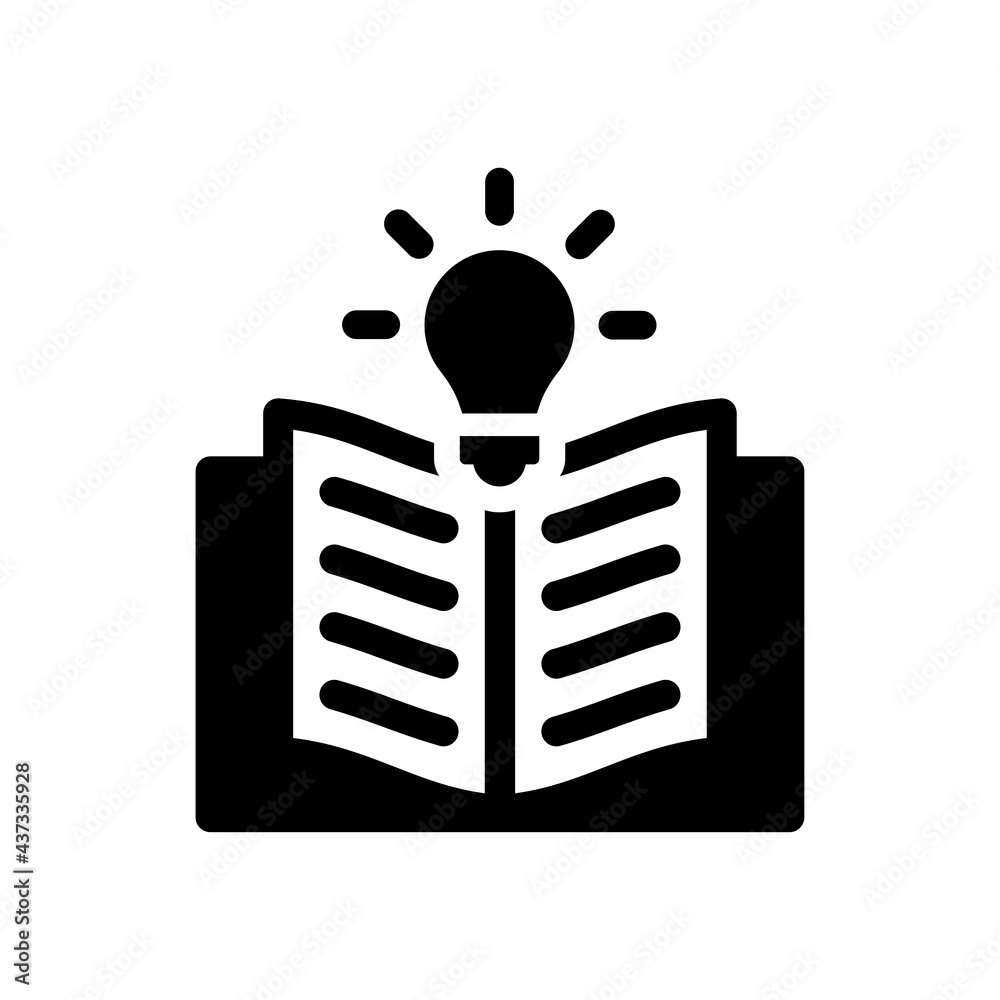 Open book with light bulb icon symbol of knowledge isolated on white. Open book with light bulb icon symbol of knowledge isolated on white.