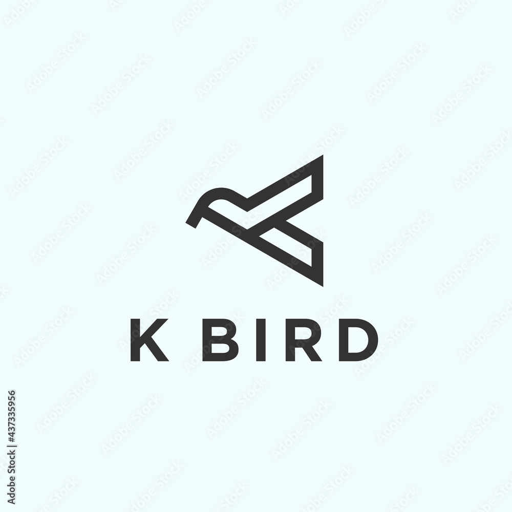 abstract k logo. bird icon