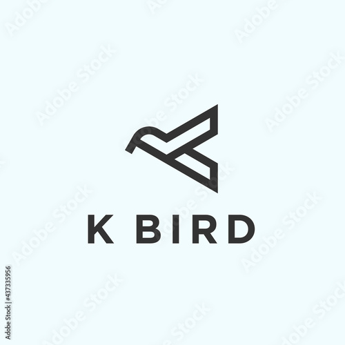 abstract k logo. bird icon