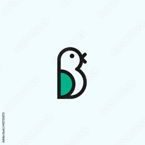 abstract b logo. bird icon