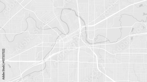 Light grey and white Fort Worth city area vector background map, streets and water cartography illustration.