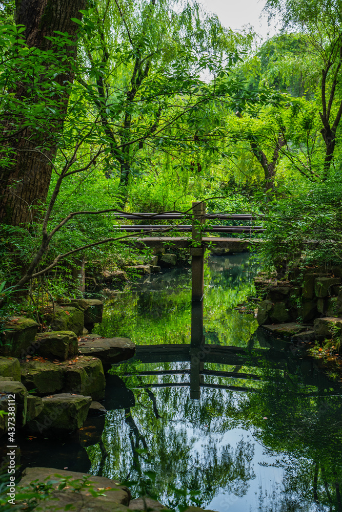 Inside view of Liu Yuan, a traditional Chinese garden and UNESCO heritage site in Suzhou, China.