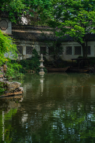Inside view of Liu Yuan, a traditional Chinese garden and UNESCO heritage site in Suzhou, China.
