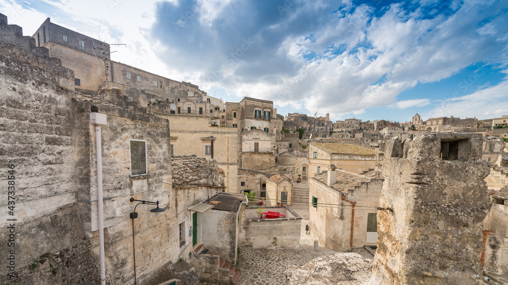 Ancient town of Matera (Sassi di Matera), European Capital of Culture 2019, in beautiful golden morning light, Basilicata, southern Italy