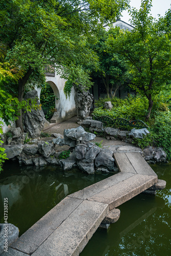 Inside view of a Chinese garden in Suzhou  China.