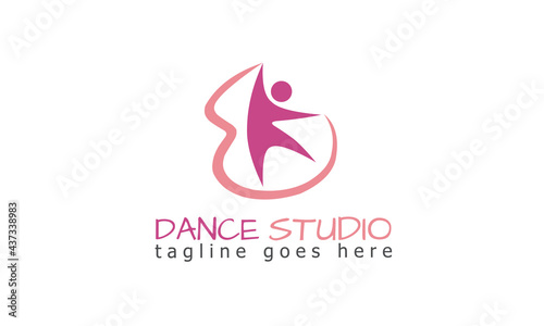Abstract dance logo design vector. Woman gym logo template isolated on white