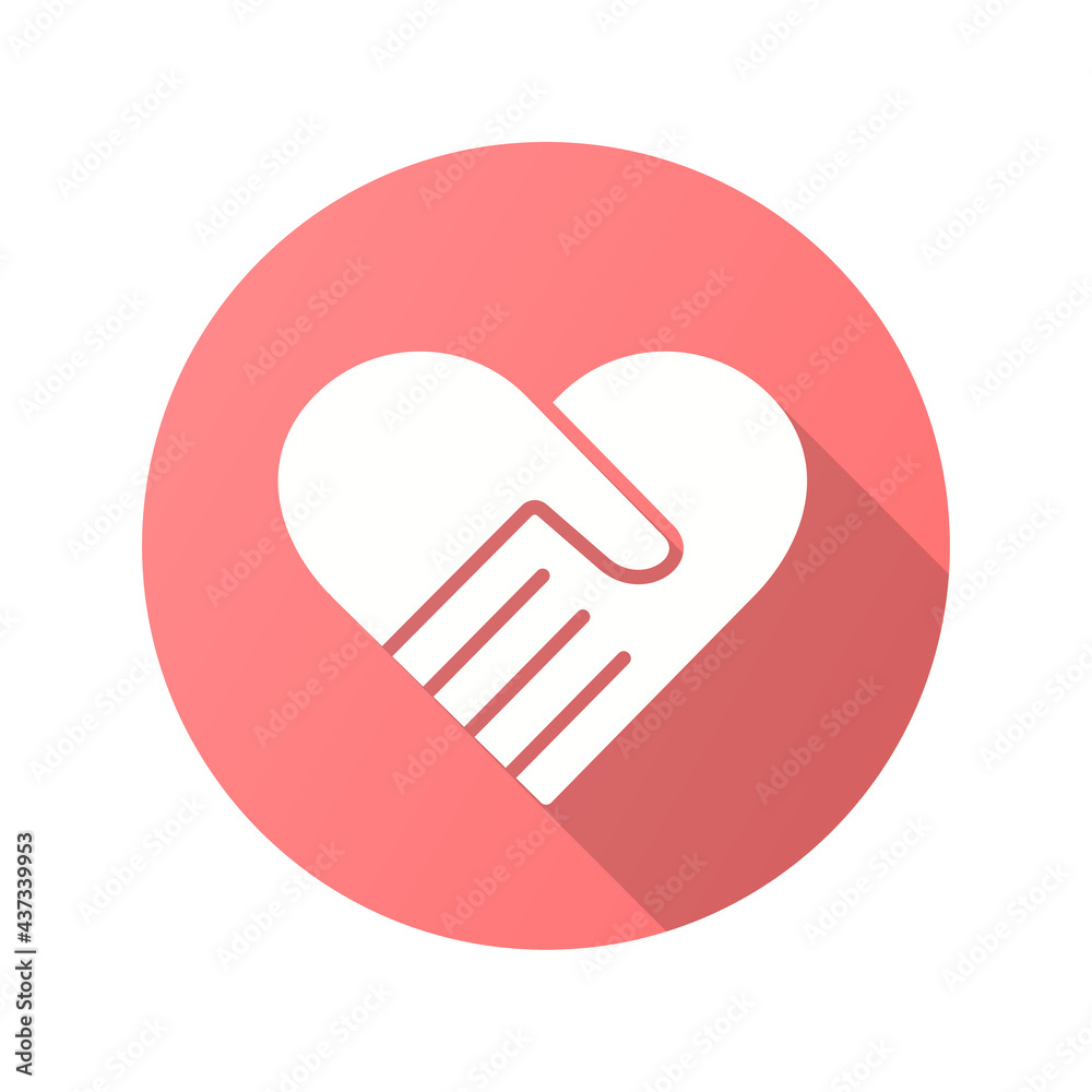 Charity icon with long shadow for graphic and web design. Charity icon with long shadow for graphic and web design.