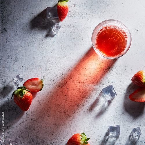 strawberry drink and ice