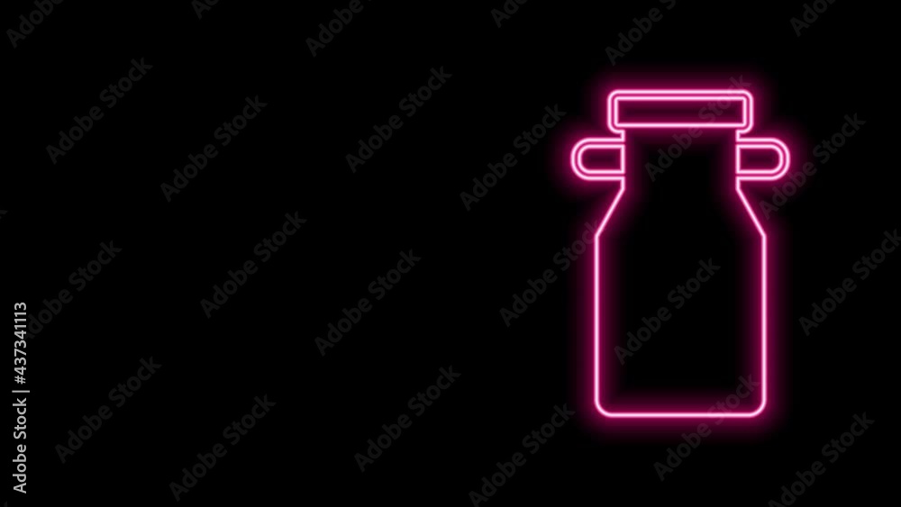 Glowing neon line Can container for milk icon isolated on black background. 4K Video motion graphic animation Glowing neon line Can container for milk icon isolated on black background. 4K Video motion graphic animation