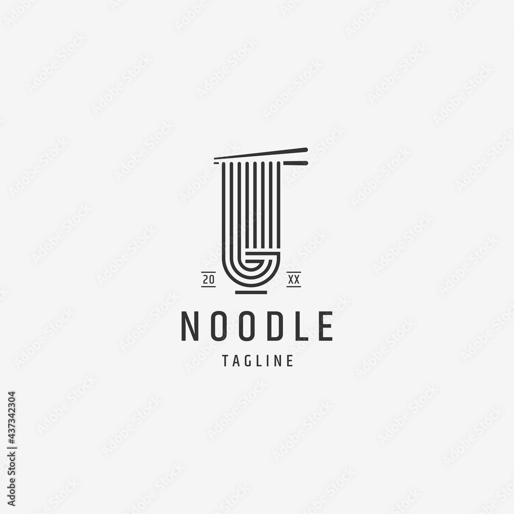 Noodle logo icon design template. Ramen, food, flat vector illustration