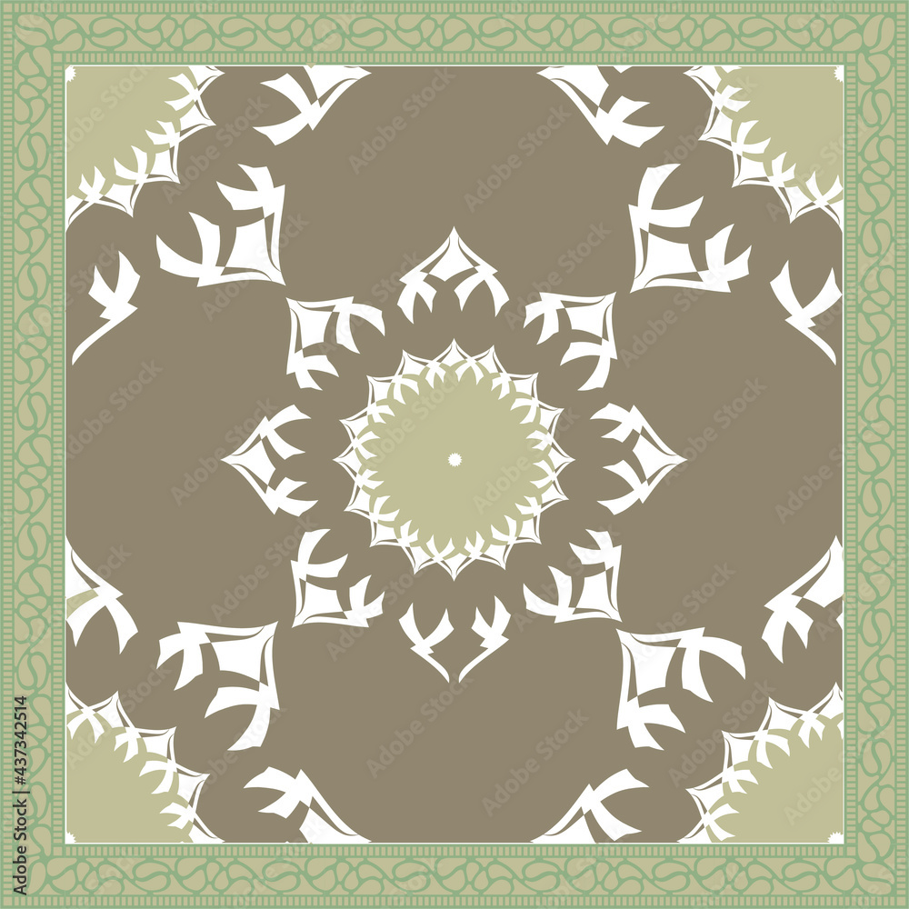 Bandana Print, silk neck scarf or kerchief square pattern design style for print on fabric, vector illustration. Bandana Print, silk neck scarf or kerchief square pattern design style for print on fabric, vector illustration.