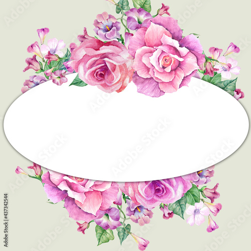 Fototapeta Naklejka Na Ścianę i Meble -  pink roses frame